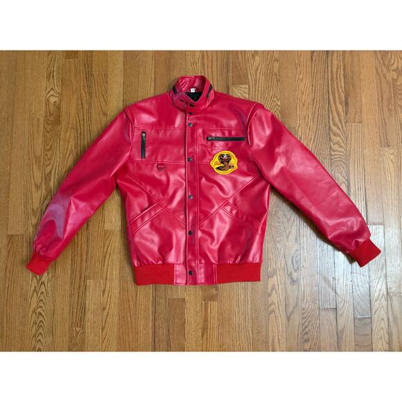 Cobra Kai- Karate Kid- Lawrence Red Faux Leather Jacket- Men's Size Small- EUC - Picture 1 of 5